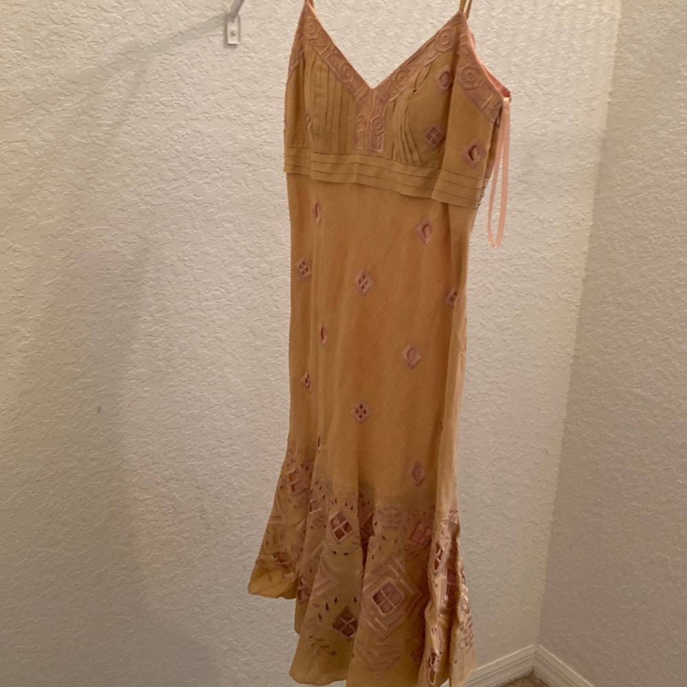 Dropped hem linen dress